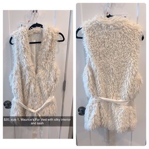 White fur vest with silk lining
